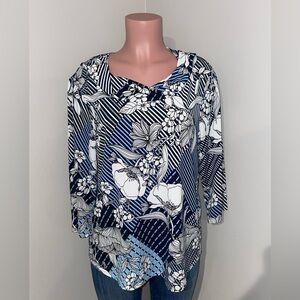 Easywear By Chicos Size Small Blue Multi Cowl Drape Neck Boho Large(2)